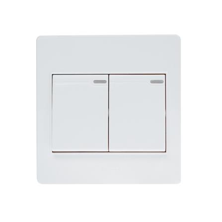 ชุดสวิตช์ 1 ทาง 2 ช่อง HACO M3N-S21 สีขาว