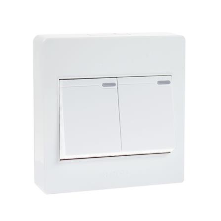 ชุดสวิตช์ 1 ทาง 2 ช่อง HACO M3N-S21 สีขาว_1