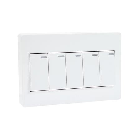 ชุดสวิตช์ 1 ทาง 5 ช่อง HACO M4N-S51 สีขาว_1