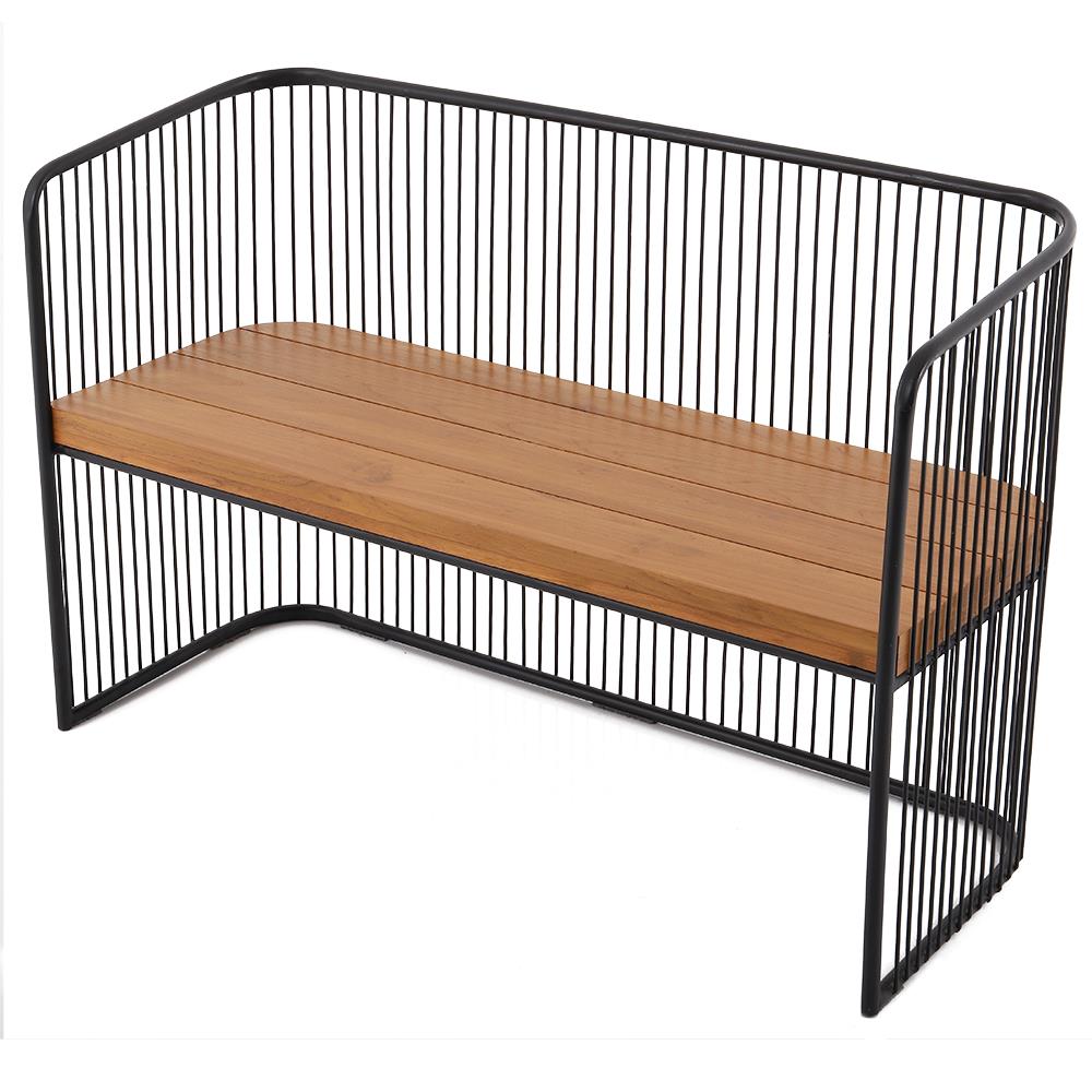 ม้านั่งสนามไม้สัก SPRING CAGE BENCH สีไม้ธรรมชาติ