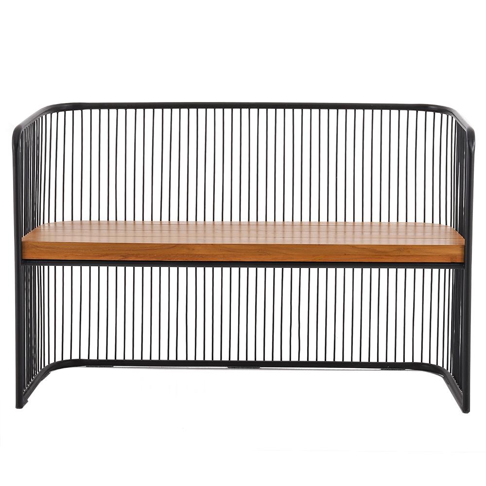 ม้านั่งสนามไม้สัก SPRING CAGE BENCH สีไม้ธรรมชาติ