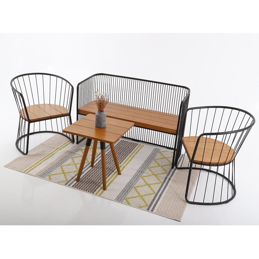 ม้านั่งสนามไม้สัก SPRING CAGE BENCH สีไม้ธรรมชาติ