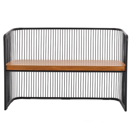 ม้านั่งสนามไม้สัก SPRING CAGE BENCH สีไม้ธรรมชาติ_1