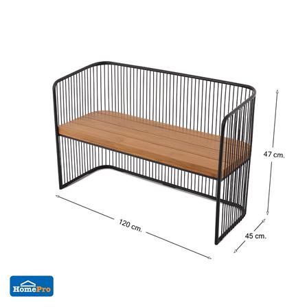 ม้านั่งสนามไม้สัก SPRING CAGE BENCH สีไม้ธรรมชาติ_5