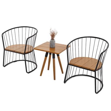 ชุดสนามไม้สัก 2 ที่นั่ง SPRING DOUBLE BASKET สีไม้ธรรมชาติ_1