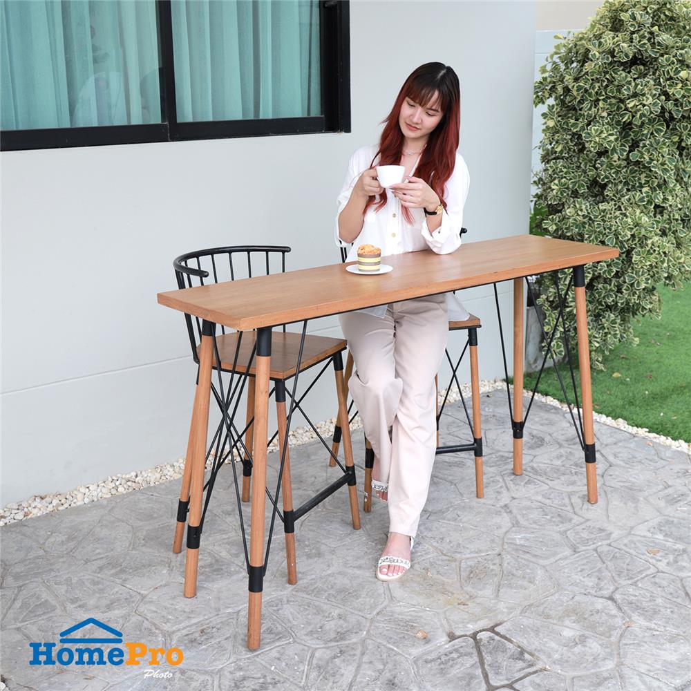 ชุดบาร์ไม้สัก 2 ที่นั่ง SPRING ROUND LEG สีไม้ธรรมชาติ