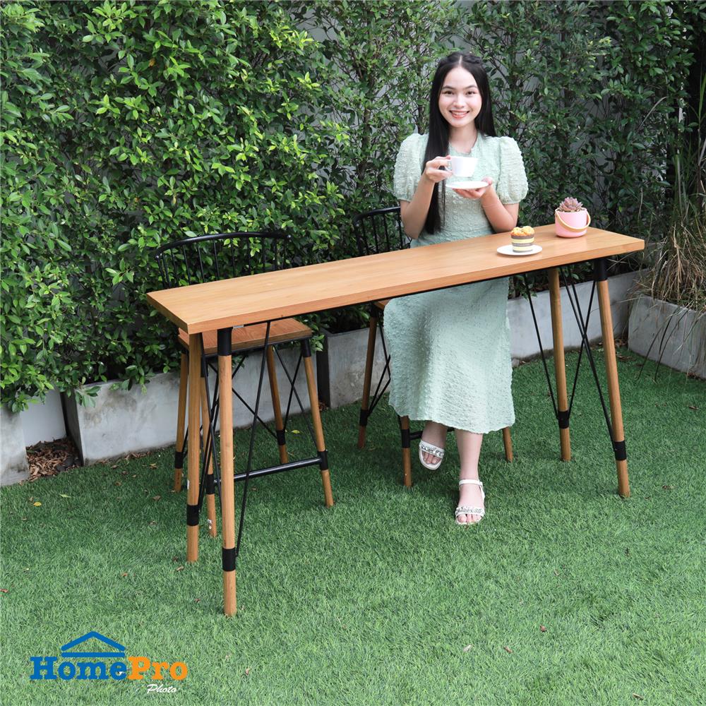 ชุดบาร์ไม้สัก 2 ที่นั่ง SPRING ROUND LEG สีไม้ธรรมชาติ