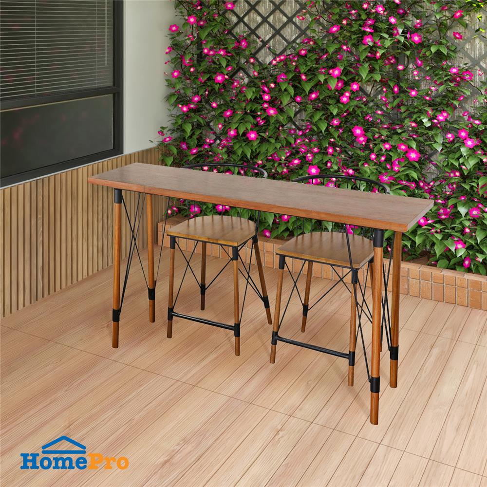 ชุดบาร์ไม้สัก 2 ที่นั่ง SPRING ROUND LEG สีไม้ธรรมชาติ