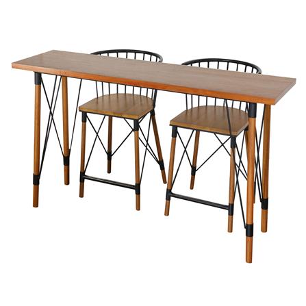 ชุดบาร์ไม้สัก 2 ที่นั่ง SPRING ROUND LEG สีไม้ธรรมชาติ_0