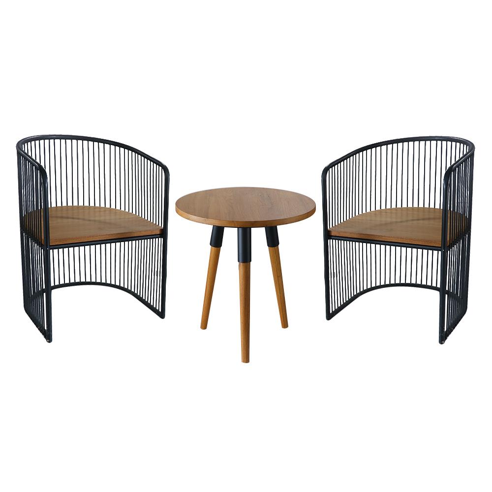 ชุดสนามไม้สัก 2 ที่นั่ง SPRING CURVE BASKET สีไม้ธรรมชาติ