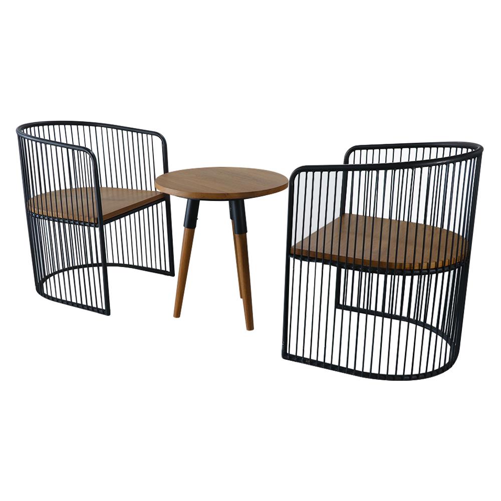 ชุดสนามไม้สัก 2 ที่นั่ง SPRING CURVE BASKET สีไม้ธรรมชาติ