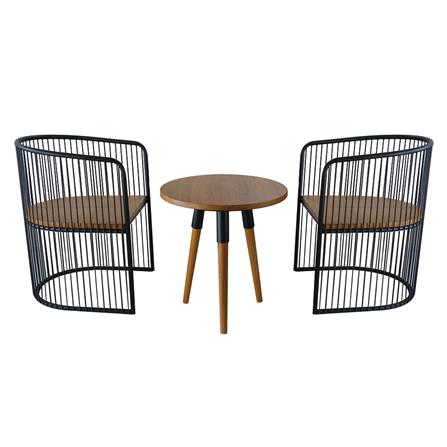 ชุดสนามไม้สัก 2 ที่นั่ง SPRING CURVE BASKET สีไม้ธรรมชาติ_1