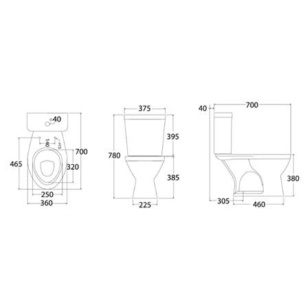 สุขภัณฑ์ 2 ชิ้น STAR S-1409.1/10115 3.5L สีขาว_1