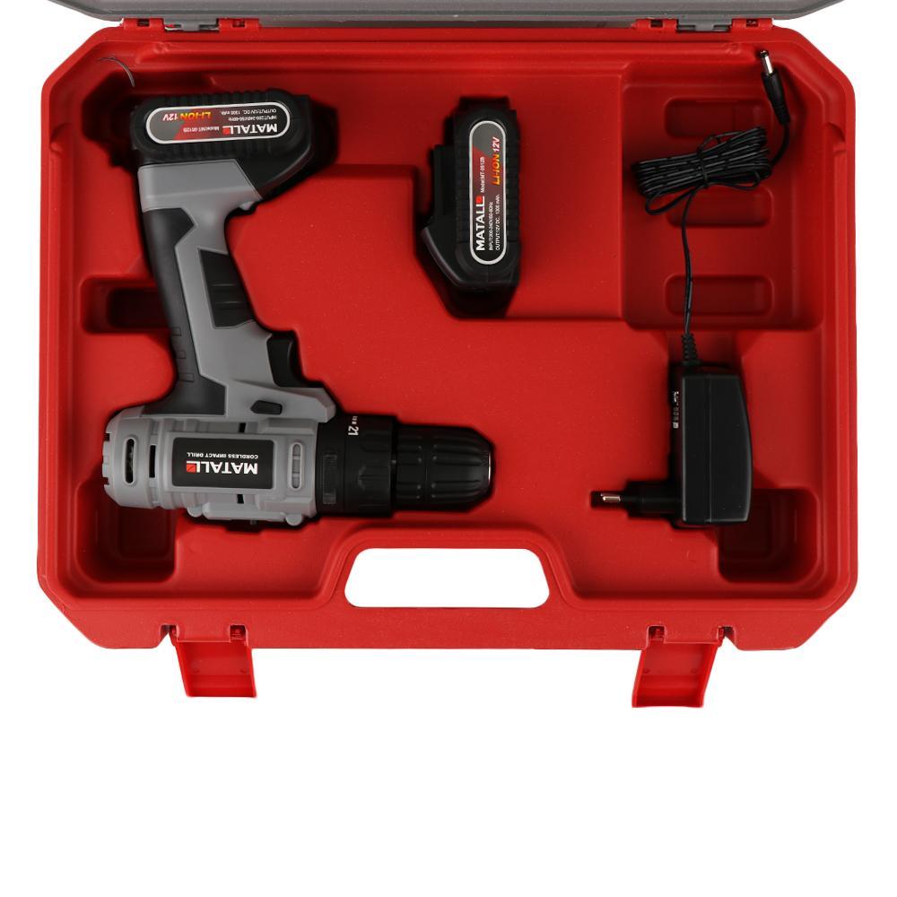 ชุดสว่านกระแทกไร้สาย (พร้อมแบตเตอรี่) MATALL MT-0512B 12 โวลต์