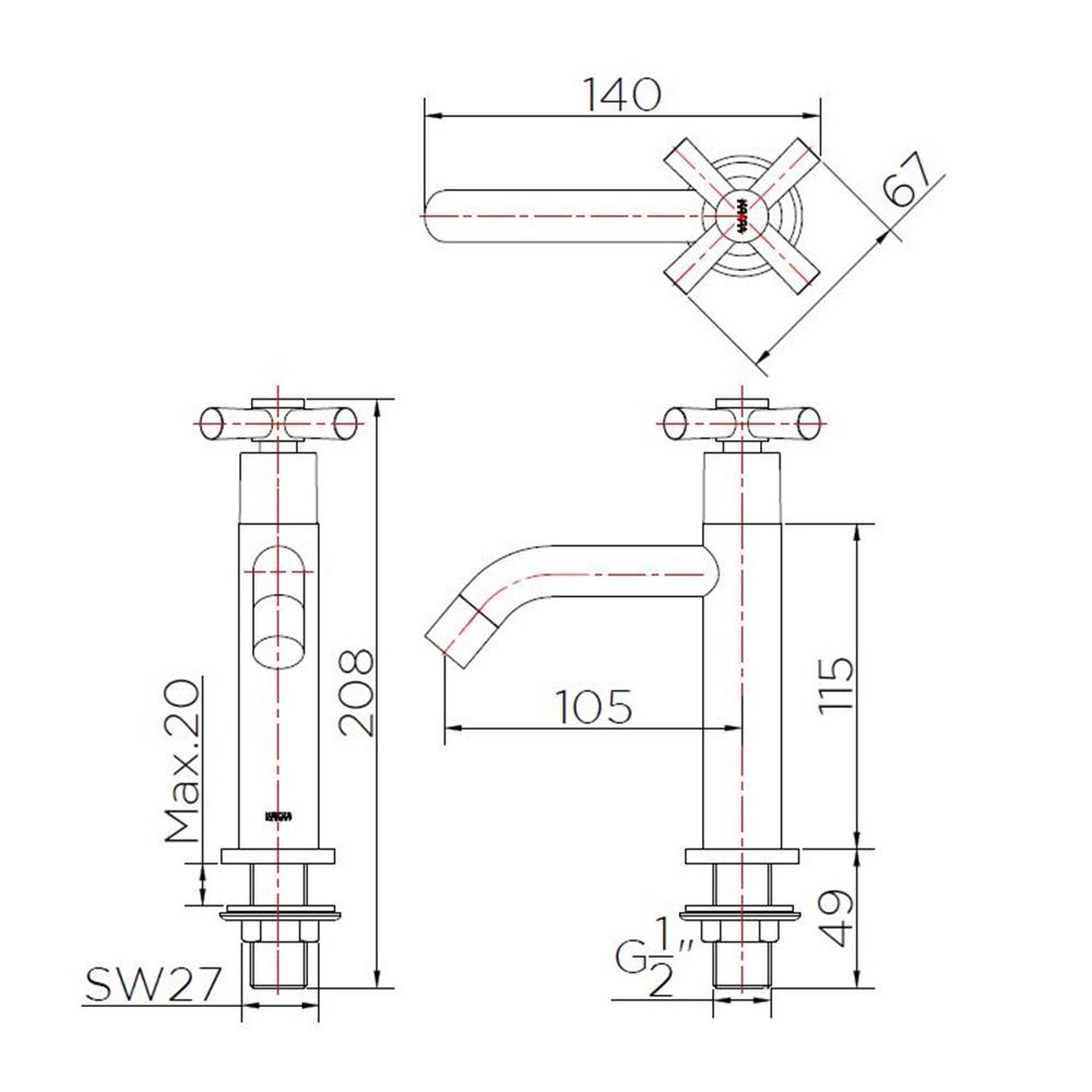 ก๊อกอ่างล้างหน้าเดี่ยว KARAT FAUCET EC-01-611-50 สีโครม