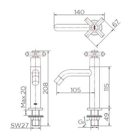 ก๊อกอ่างล้างหน้าเดี่ยว KARAT FAUCET EC-01-611-50 สีโครม_3