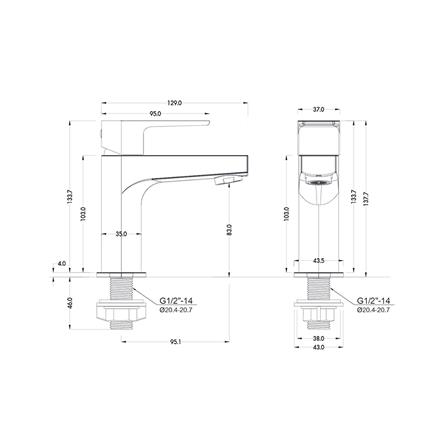 ก๊อกอ่างล้างหน้าเดี่ยว NASCO FB-1261-SP สีโครม_1