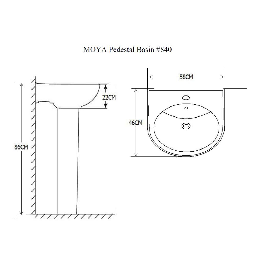 อ่างล้างหน้าพร้อมขาตั้ง MOYA 840 สีขาว