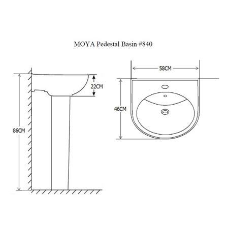อ่างล้างหน้าพร้อมขาตั้ง MOYA 840 สีขาว_4