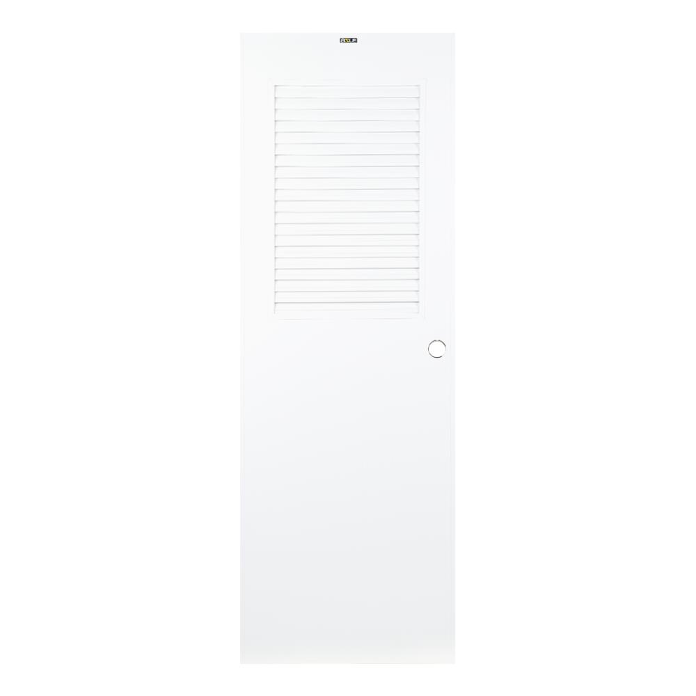 ประตูบานประกอบ PVC AZLE 3 UV มอก. เกล็ดบน 70X200 ซม. สีขาว เจาะลูกบิด
