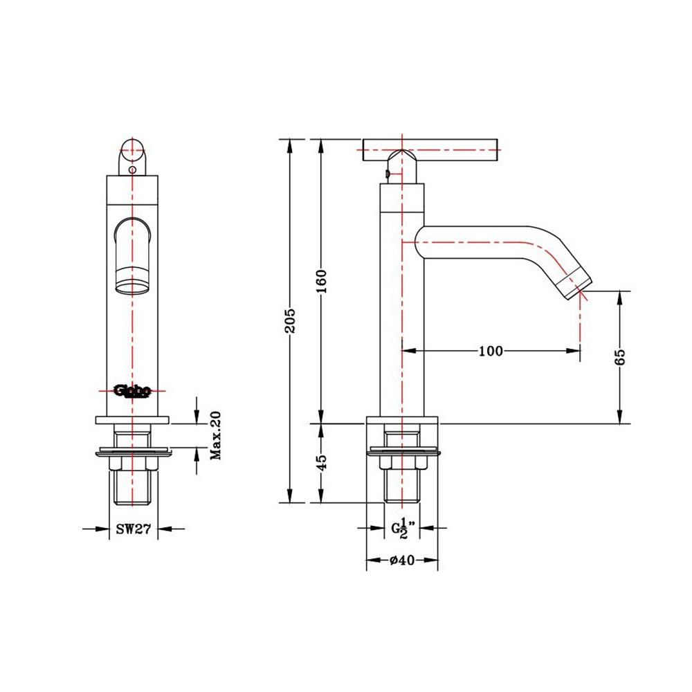 ก๊อกอ่างล้างหน้าเดี่ยว KARAT FAUCET KF-07-100-50 สีโครม