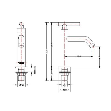 ก๊อกอ่างล้างหน้าเดี่ยว KARAT FAUCET KF-07-100-50 สีโครม_1