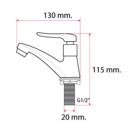 ก๊อกอ่างล้างหน้าเดี่ยว LUZERN LN-1303 สีโครม_1