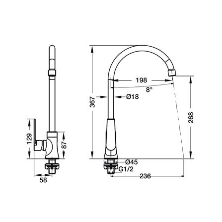 ก๊อกซิงค์เดี่ยวเคาน์เตอร์ HAFELE 495.50.007 สีโครม_2