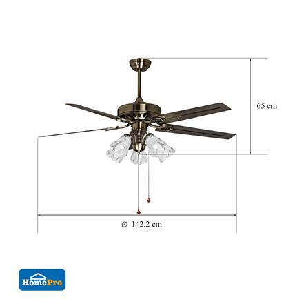 พัดลมโคมไฟ CARINI 56YFT-006 56 นิ้ว 5 ใบพัด 5 หัว สีทองรมดำ_5