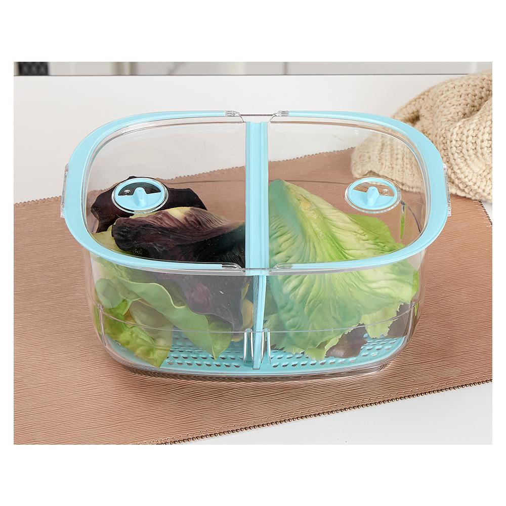 กล่องจัดเก็บในตู้เย็น KECH DUO FRESH KEEPER สีฟ้า