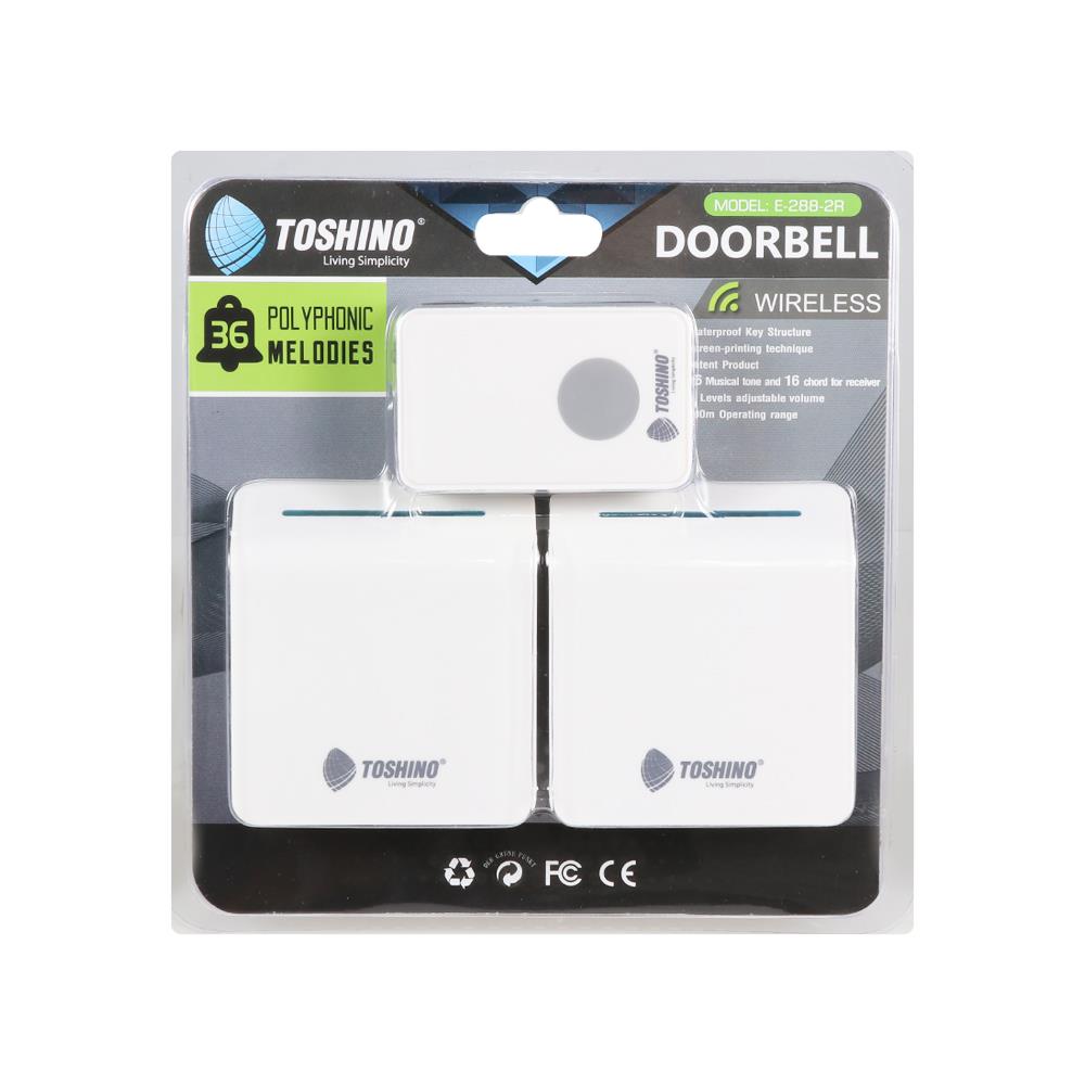 กระดิ่งไร้สายแบบเสียบปลั๊ก TOSHINO E-288-2R สีขาว