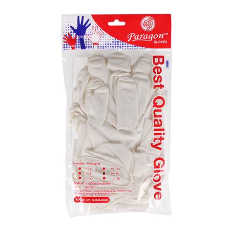 ถุงมือยางอเนกประสงค์ ชนิดมีแป้ง PARAGON ไซซ์ M 20 ชิ้น สีขาว_2