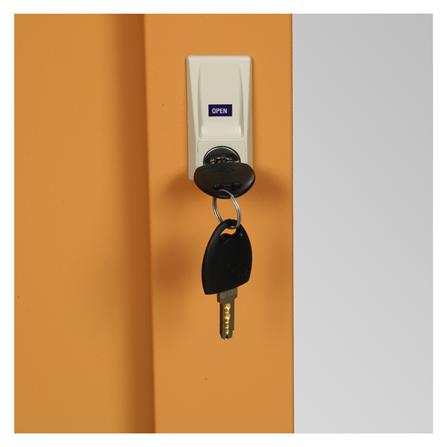 ตู้เสื้อผ้าเหล็กบานเลื่อนผสมกระจกเงา LUCKY WORLD KVS-126K-EG 118.8 ซม. สีน้ำตาล_4