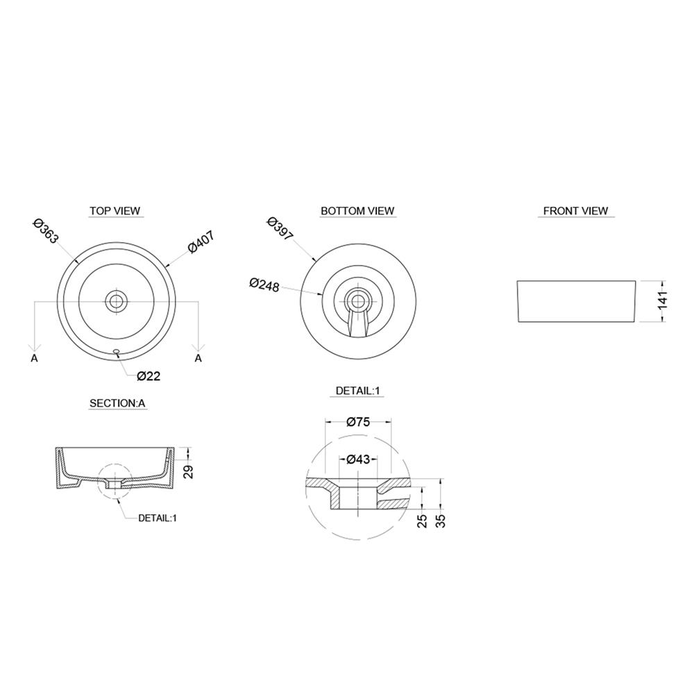 อ่างล้างหน้าวางบน HAFELE 495.60.975 สีขาว