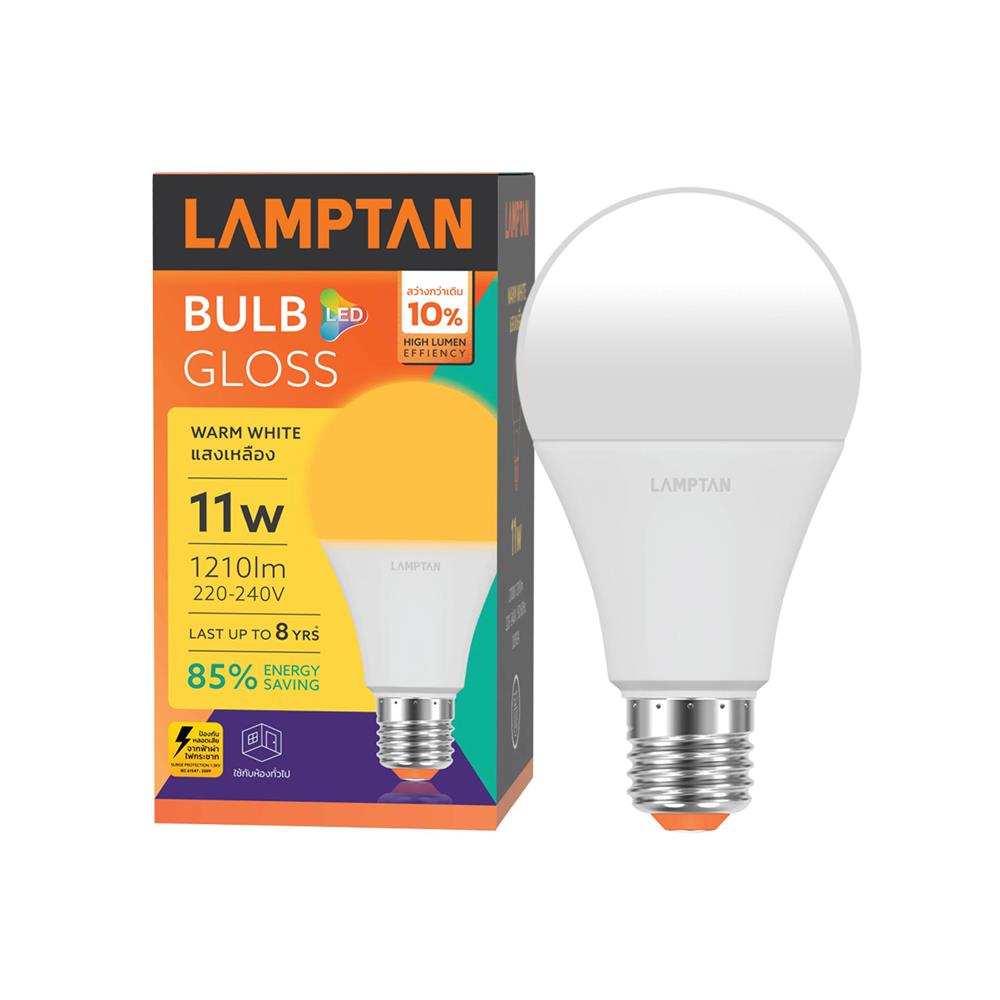 หลอด LED LAMPTAN BULB GLOSS 11 วัตต์ WARM WHITE E27
