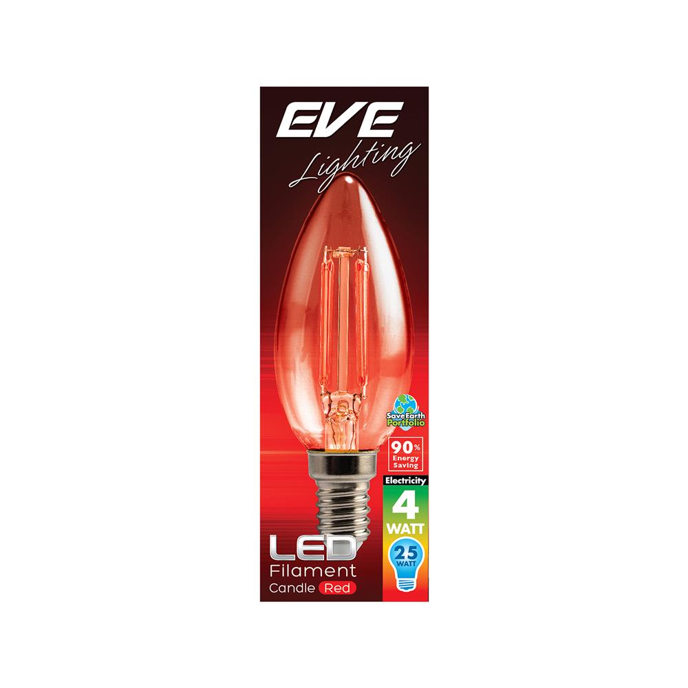 หลอด LED FILAMENT CANDLE 4 วัตต์ สีแดง E14