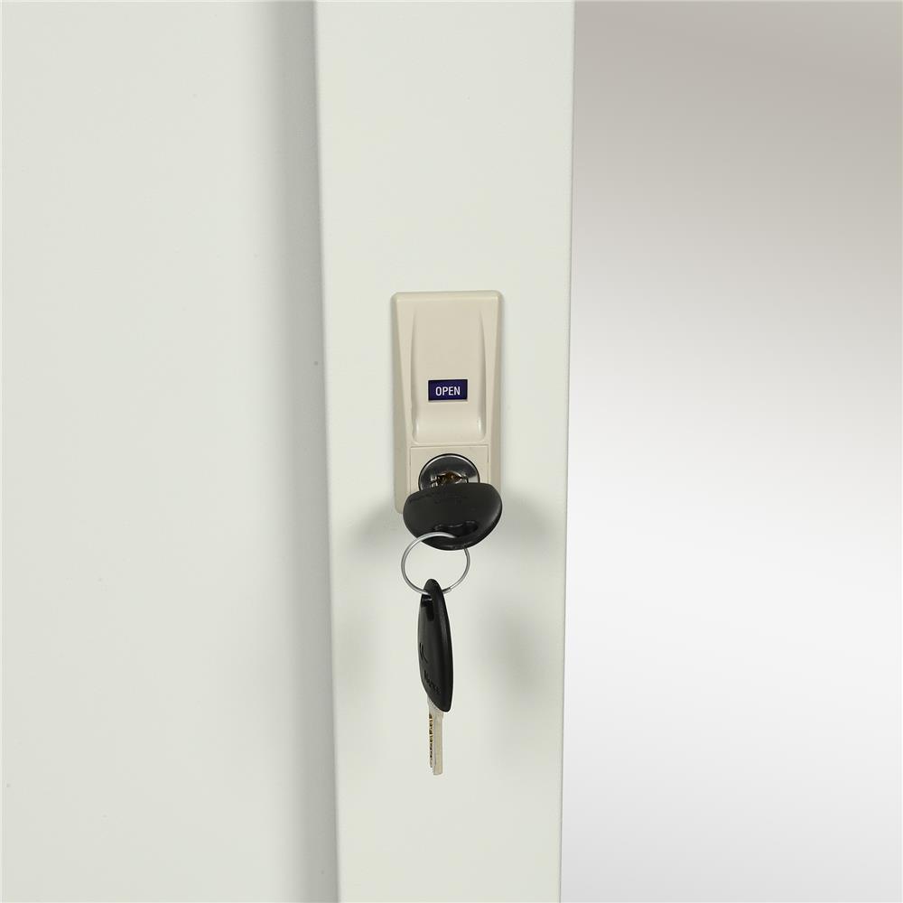 ตู้เสื้อผ้าเหล็กบานเลื่อนผสมกระจกเงา LUCKY WORLD KVS-126K-TG 118.8 ซม. สีเทาทราย