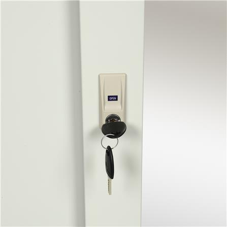 ตู้เสื้อผ้าเหล็กบานเลื่อนผสมกระจกเงา LUCKY WORLD KVS-126K-TG 118.8 ซม. สีเทาทราย_2