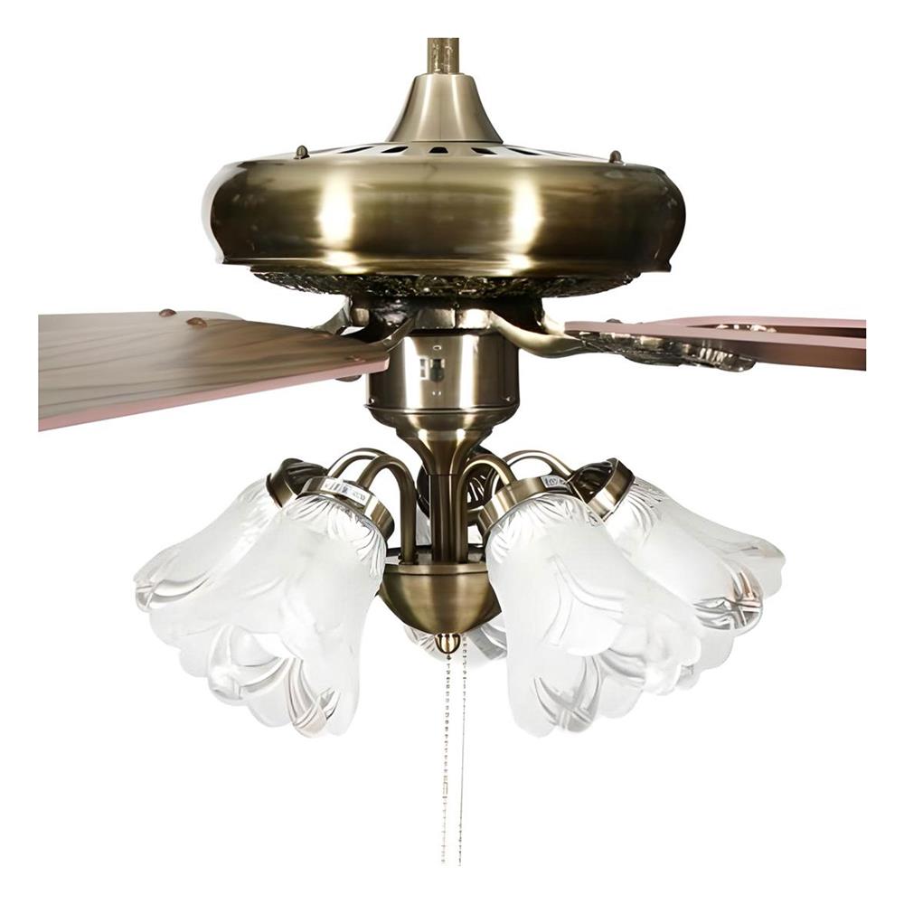 พัดลมโคมไฟ CA05 CARINI ไม้/เหล็ก CLASSIC ทองรมดำ 52" 5ใบพัด 5หัว