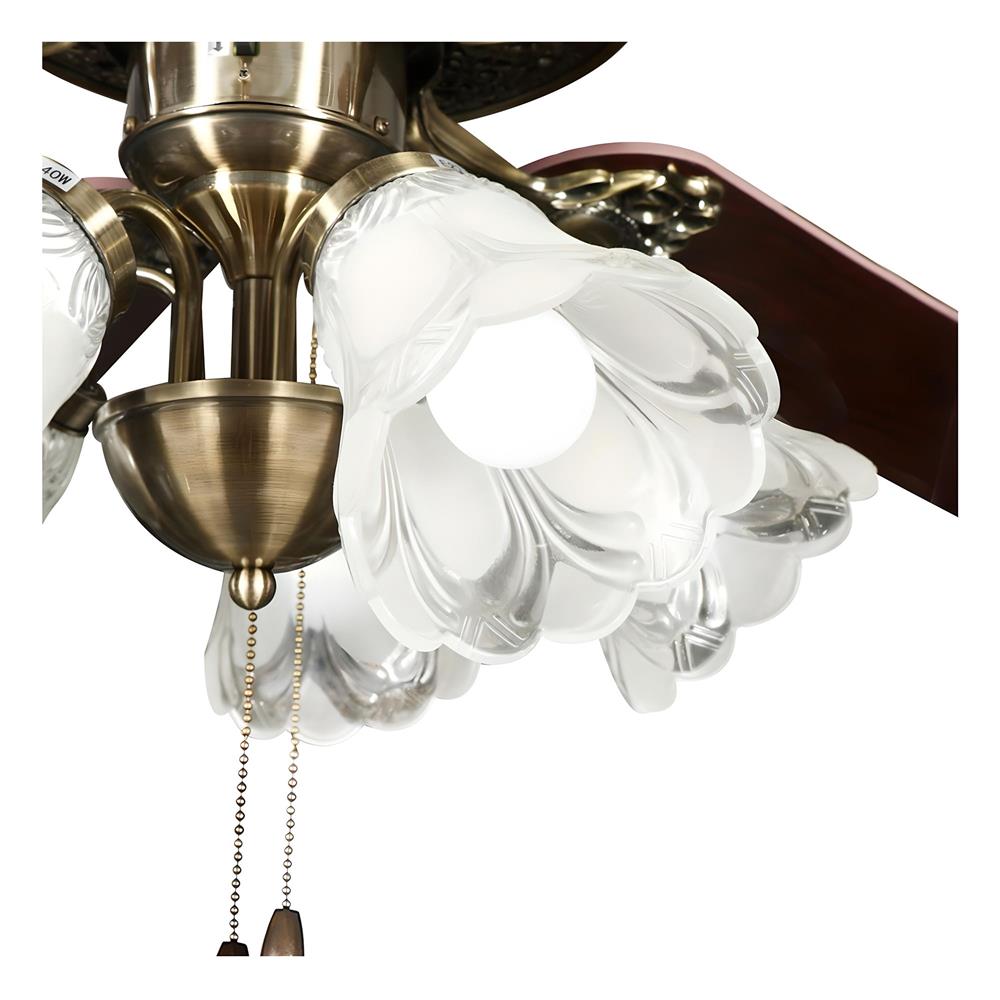 พัดลมโคมไฟ CA05 CARINI ไม้/เหล็ก CLASSIC ทองรมดำ 52" 5ใบพัด 5หัว