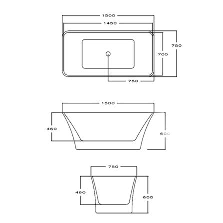 อ่างอาบน้ำ BATHROOM DESIGN BD-RHY01 150 ซม. สีขาว_1
