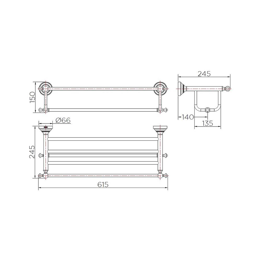 ชั้นวางของพร้อมราว KARAT FAUCET KB-73-711-53 สีโรสโกลด์