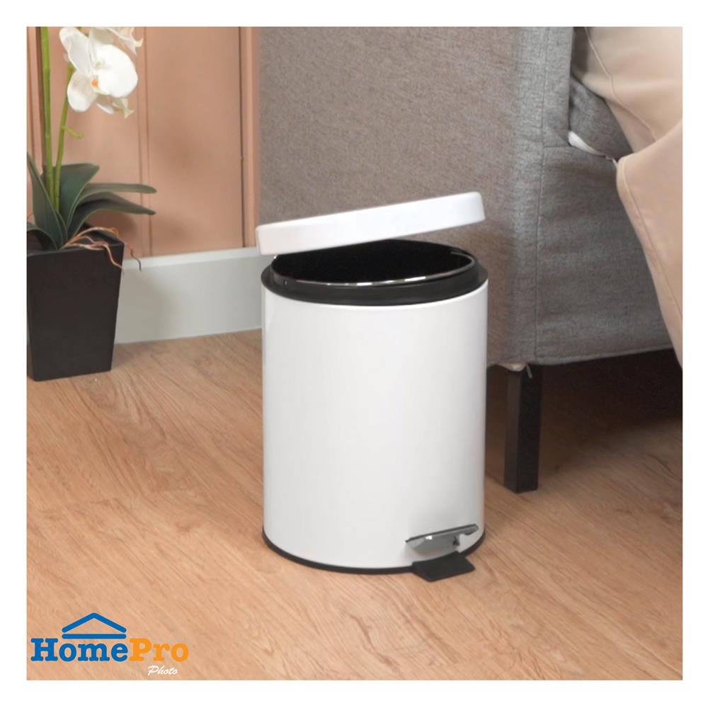 ถังขยะเหยียบกลม SK02001B-1-004 5L สีขาว