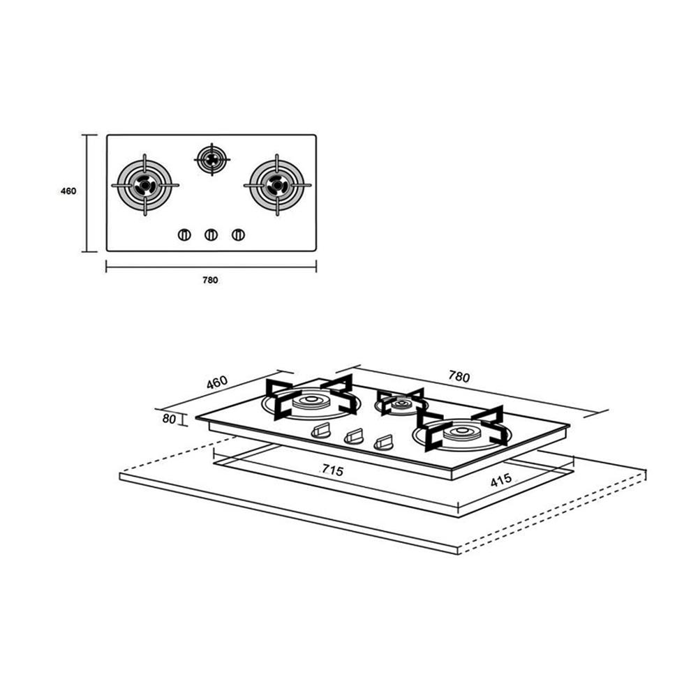 เตาฝังแก๊ส MEX V7835C 78 ซม.