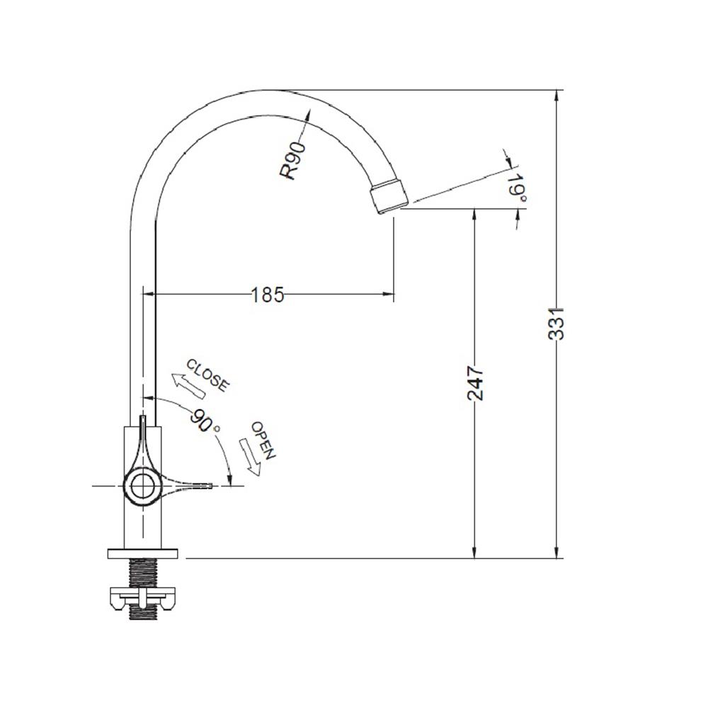 ก๊อกซิงค์เดี่ยวเคาน์เตอร์ HAFELE 495.61.105 สีโครม