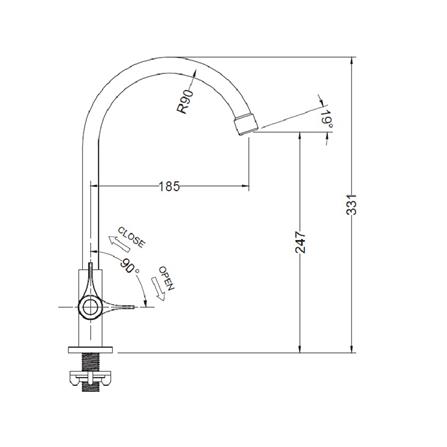 ก๊อกซิงค์เดี่ยวเคาน์เตอร์ HAFELE 495.61.105 สีโครม_3