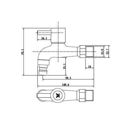 ก๊อกล้างพื้น 1 ทาง HAFELE 485.61.304 สีโครม_2