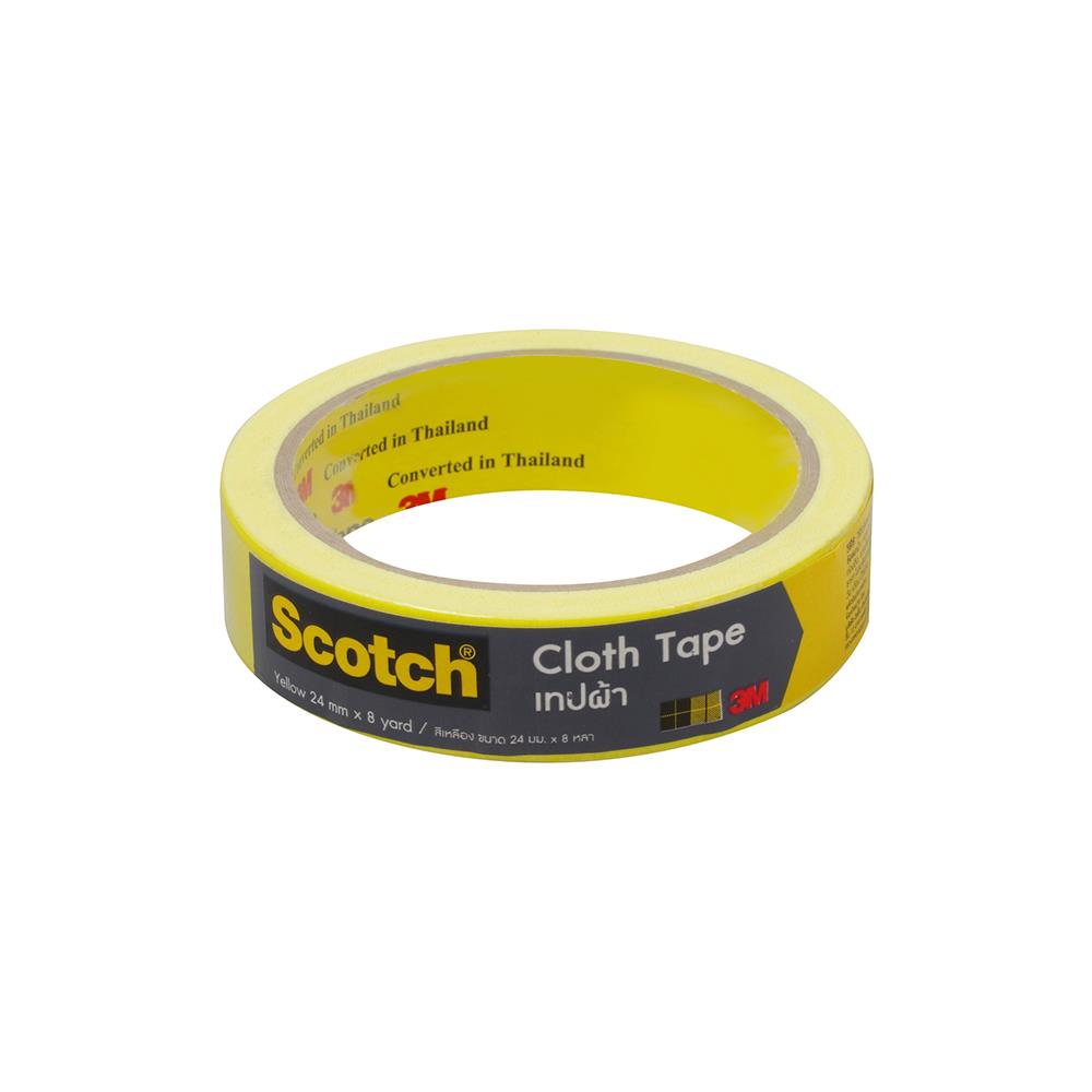 เทปผ้ามันเงา 3M 24 MMX8Y สีเหลือง