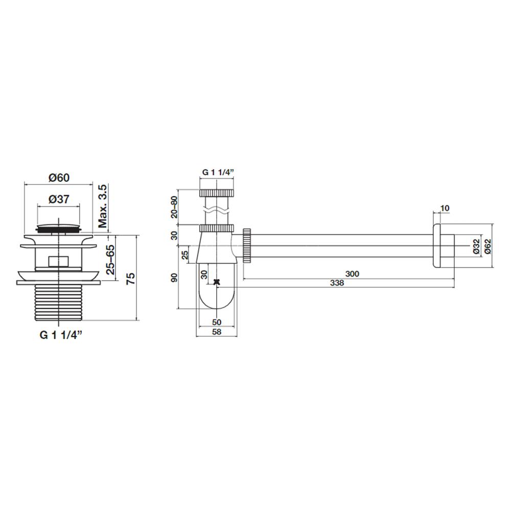 ท่อน้ำทิ้งอ่างล้างหน้ากระปุก 30 ซม. HAFELE 485.61.222