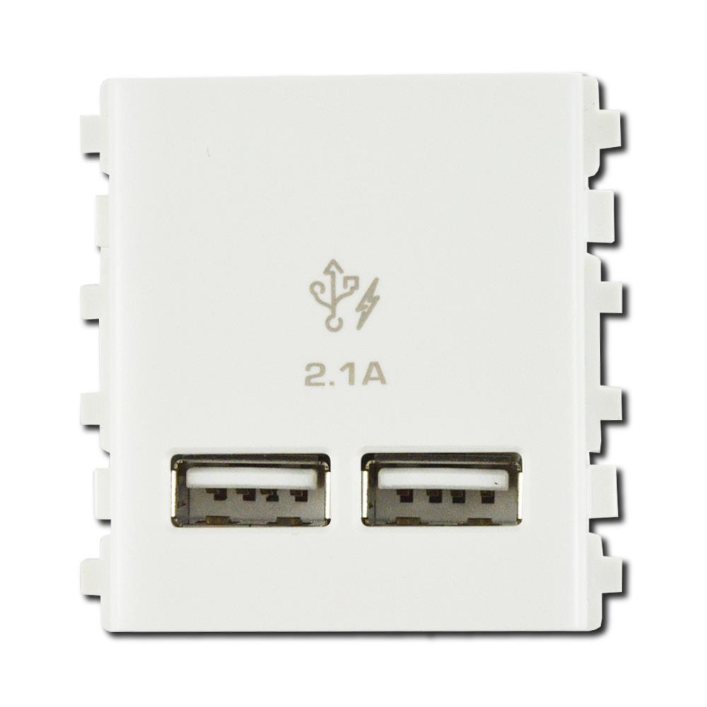เต้ารับ USB SCHNEIDER 2 ช่อง 2.1 แอมแปร์ 3032USB_WE สีขาว